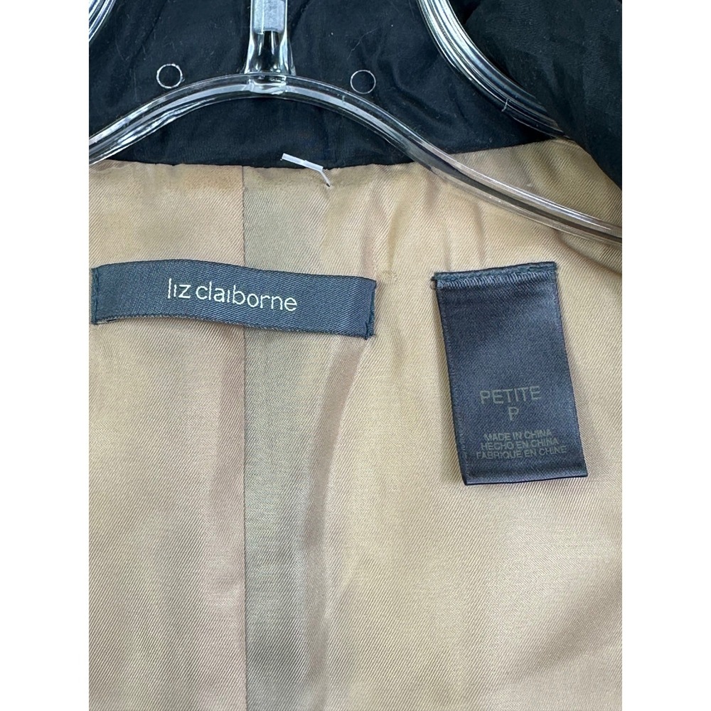 Liz Claiborne Women Petit P Black Quilt Puffer Vest Full Zip Mock Neck Tan Lined - Picture 2 of 13